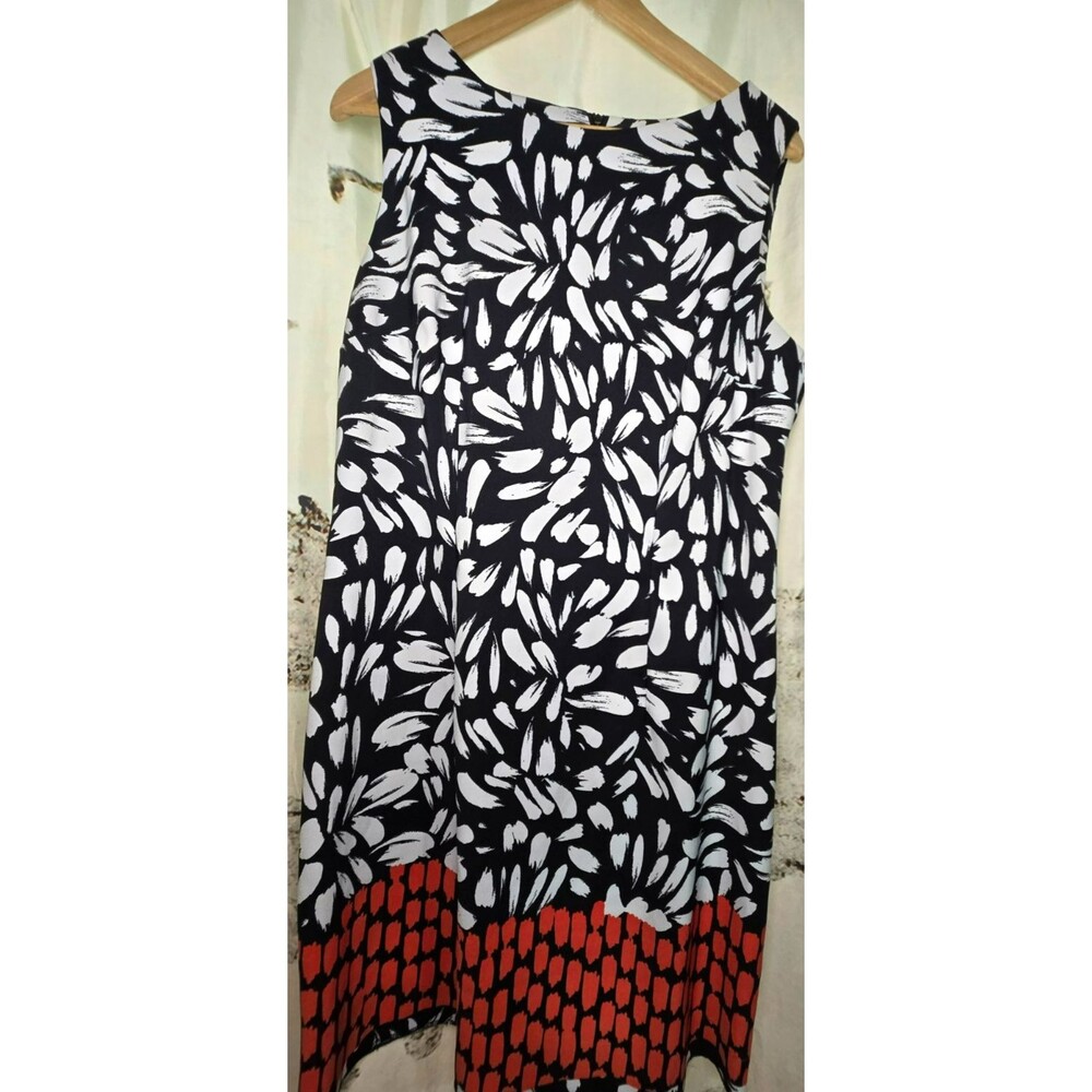ALYX Dress Women's Size 16 Sleeveless Shift Dress Black White Red Colorblock Hem